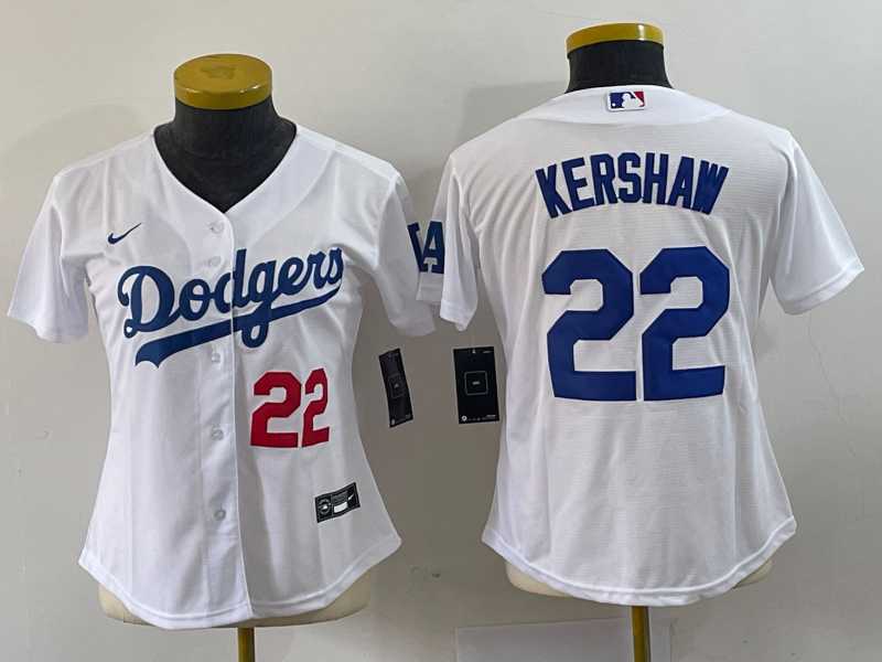 Youth Los Angeles Dodgers #22 Clayton Kershaw Number White Stitched MLB Cool Base Nike Jersey->mlb youth jerseys->MLB Jersey